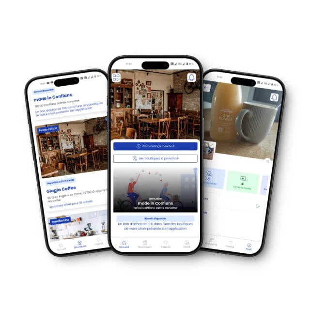 Application de fidélité Made in Conflans sur mobile